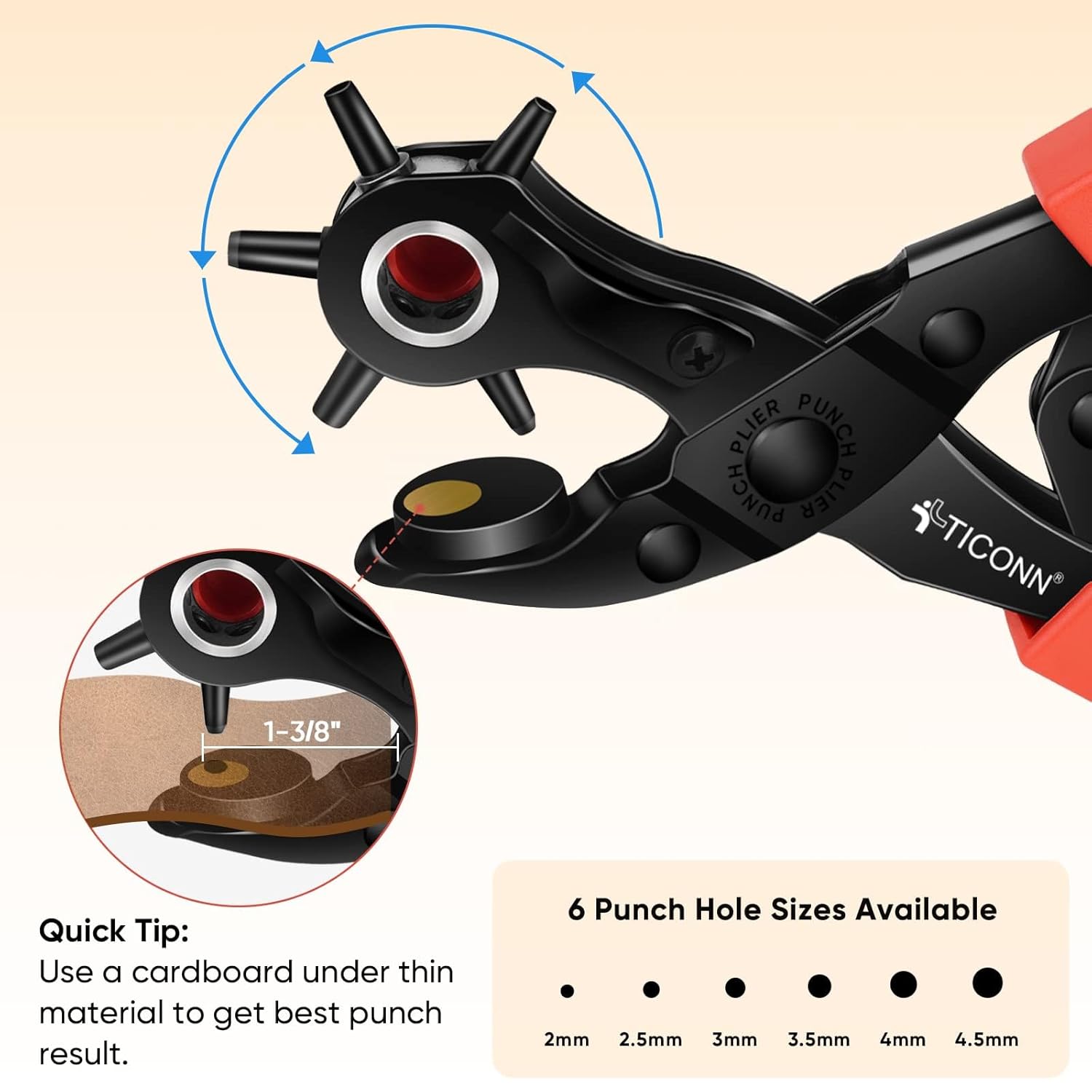 TICONN Heavy Duty Leather Hole Punch Set for Belts and Fabric 3 TICONN Heavy Duty Leather Hole Punch Set for Belts and Fabric - Image 3