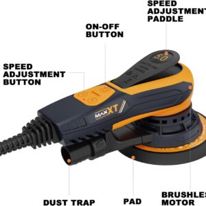 MAXXT 5mm Brushless Electric Orbital Sander 5/6 Inch Vacuum Palm