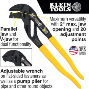 Klein Tools 10-Inch High Leverage Plier Wrench Adjustable Jaw