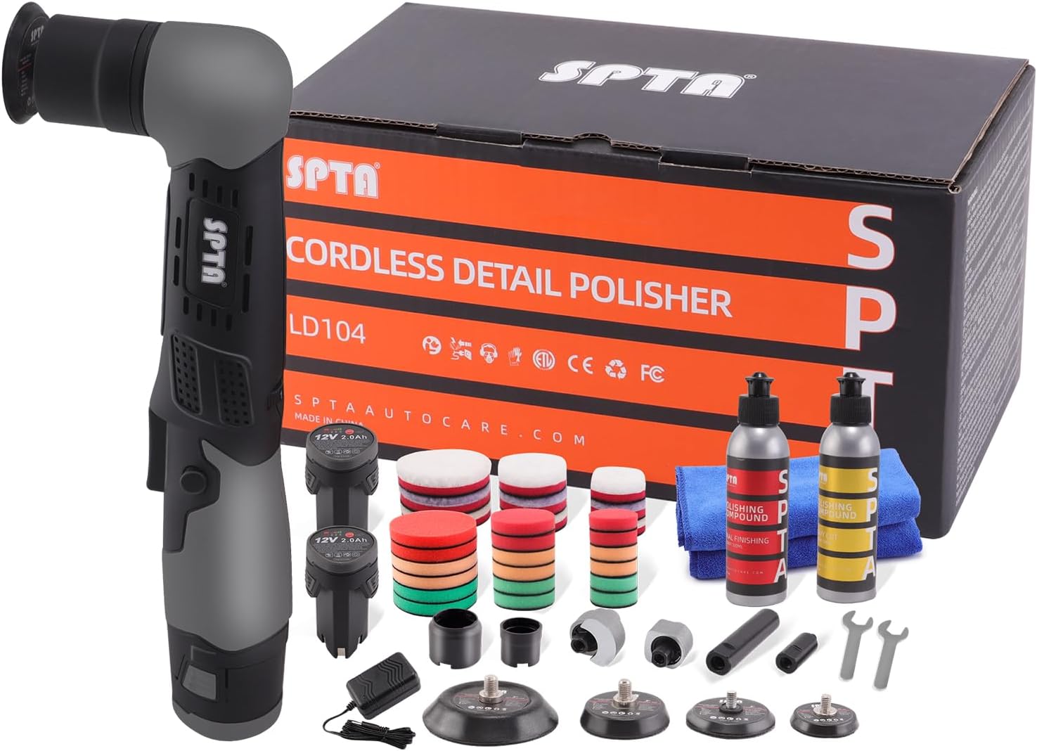 SPTA 12V Cordless Mini Car Polisher RO/DA Scratch Remover Kit 1 sander tool cordless