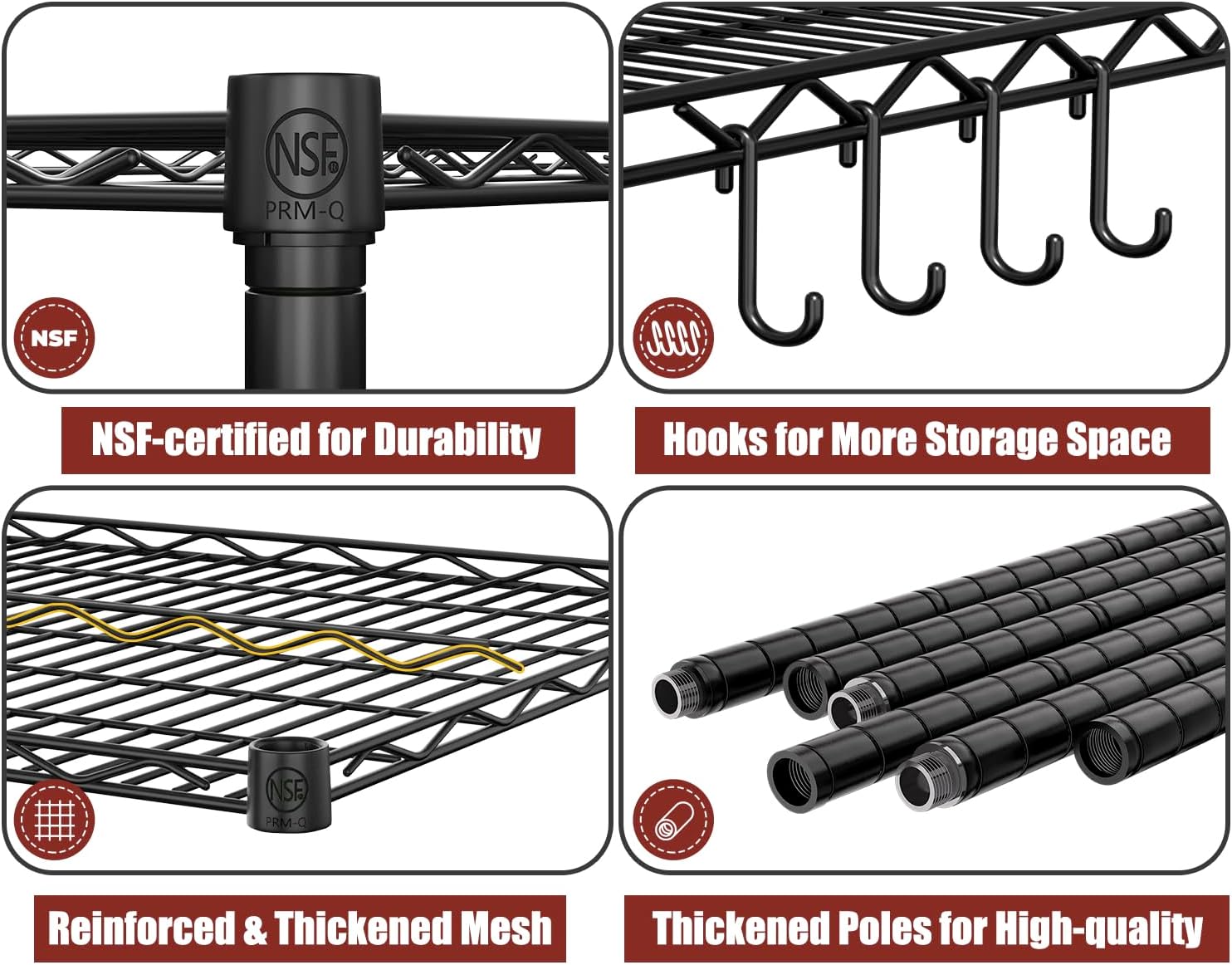 PrimeZone 5-Tier Heavy Duty Wire Shelving 3000lbs NSF Certified 7 PrimeZone 5-Tier Heavy Duty Wire Shelving 3000lbs NSF Certified - Image 7