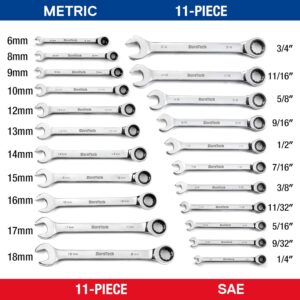 DURATECH 22pc Ratcheting Combination Wrench Set SAE Metric with Pouch