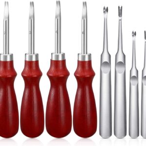 Mudder 8 Pieces Edge Leather Beveler Cutting and Edge Skiving DIY Craft Tool, Hand Leather Grooving Tool for Crafting Work (1.5 mm, 1.2 mm, 1.0 mm, 0.8 mm)