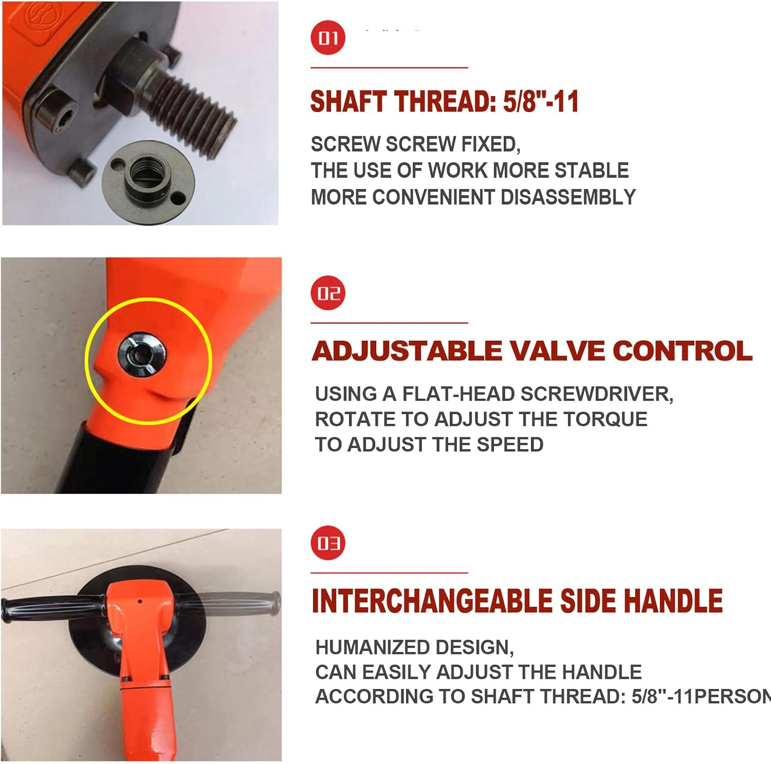 7" Pneumatic Air Sander Polisher 4500RPM Heavy Duty Angle Grinder 4 7" Pneumatic Air Sander Polisher 4500RPM Heavy Duty Angle Grinder - Image 4