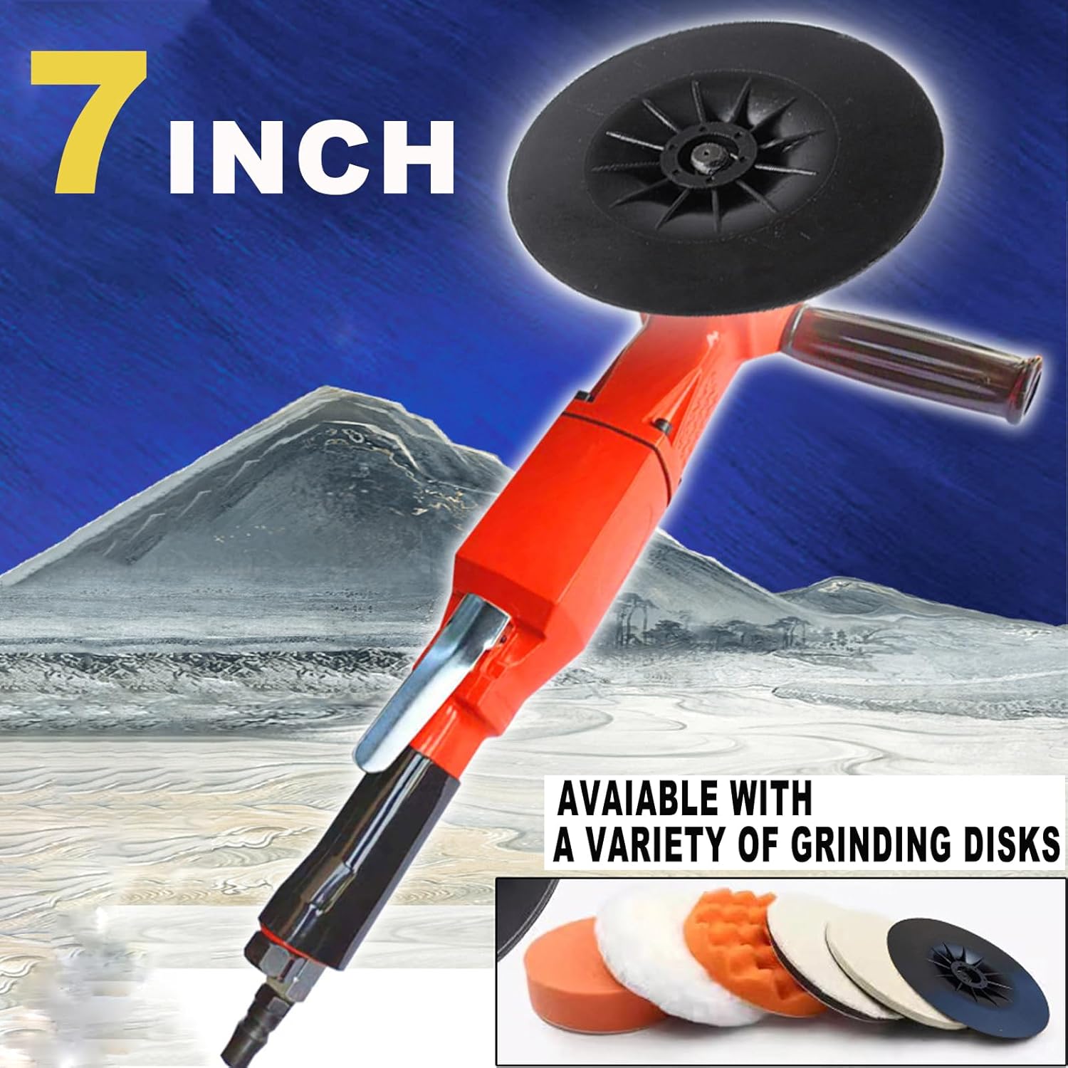 7" Pneumatic Air Sander Polisher 4500RPM Heavy Duty Angle Grinder 8 7" Pneumatic Air Sander Polisher 4500RPM Heavy Duty Angle Grinder - Image 8