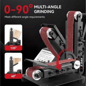 Cordless Mini Belt Sander with 2 Batteries for Metal Wood Sharpening