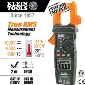 Klein Tools CL700 600A Auto-Ranging TRMS Digital Clamp Meter 1000V