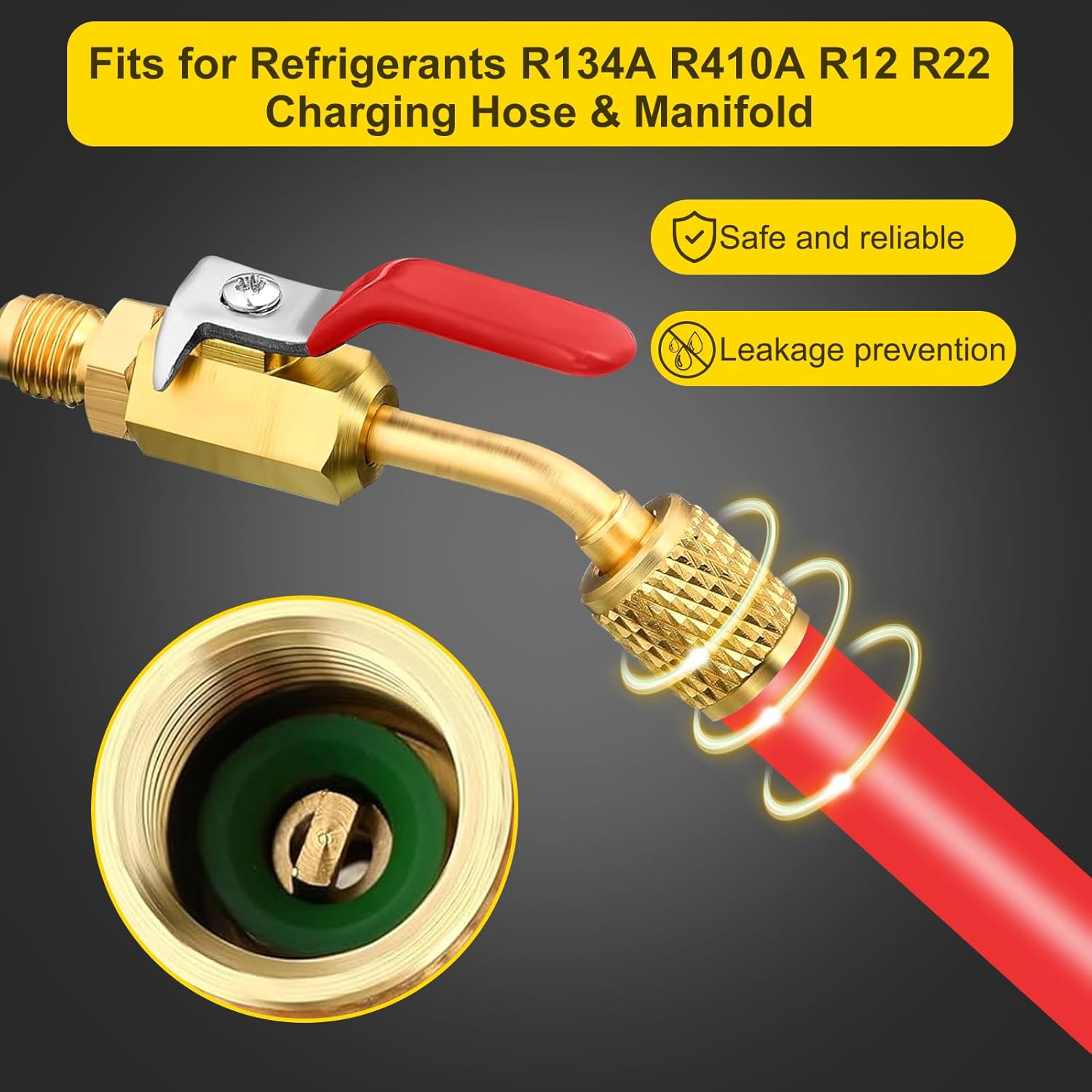 Wayona 10PC R410A HVAC Low Loss Ball Valve Fittings 1/4" AC Tool Kit 3 Wayona 10PC R410A HVAC Low Loss Ball Valve Fittings 1/4" AC Tool Kit - Image 3