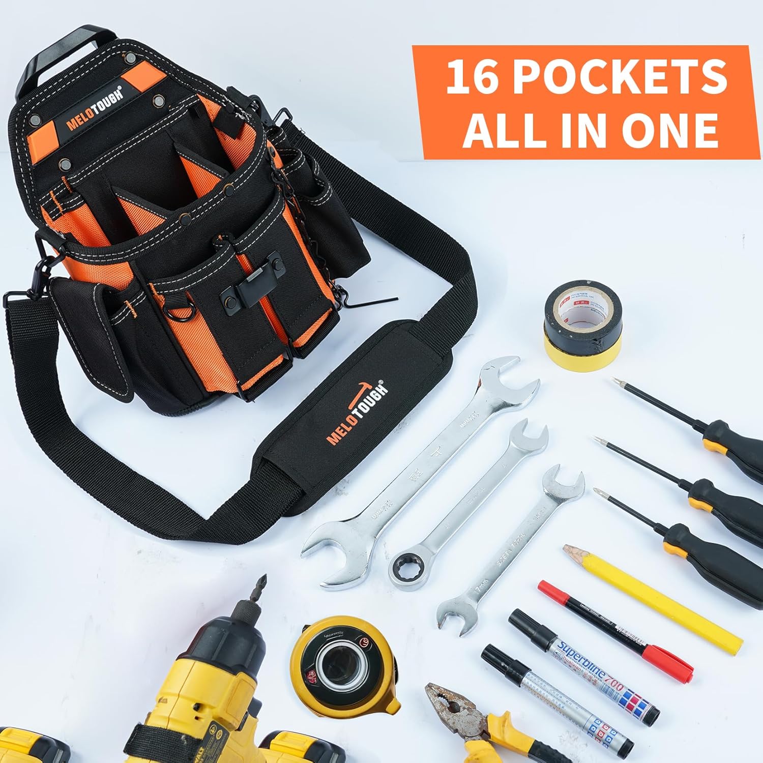 MELOTOUGH 15 Pocket Electrician Tool Pouch with Shoulder Strap 3 MELOTOUGH 15 Pocket Electrician Tool Pouch with Shoulder Strap - Image 3