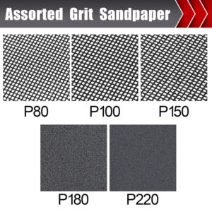 BOSHCRAFT 25pc Sanding Screen Mesh 80-220 Grit Wet Dry Sandpaper 4×11