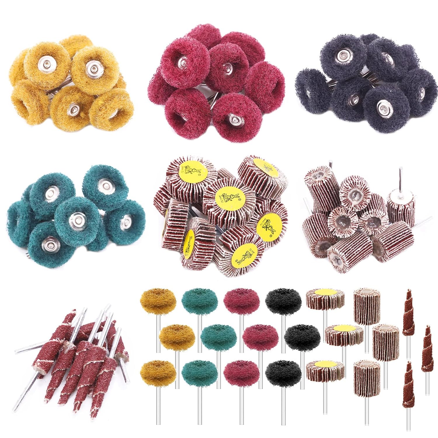 Swpeet 50Pc Flap Wheel Sanding Kit 80-400 Grit Buffing Polish Set
(The title above is exactly 70 characters) 1 1/8 inch shank flap wheel sander for rotary tool