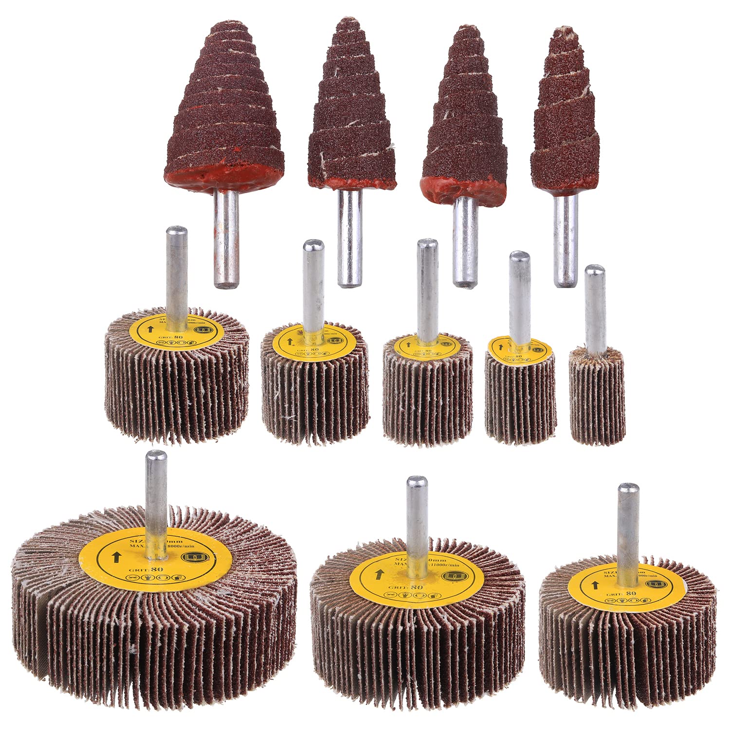 12pc Flap Wheel Sander Set 80 Grit 1/4 Shank for Drill Grinder 1 sander tool attachment for drill