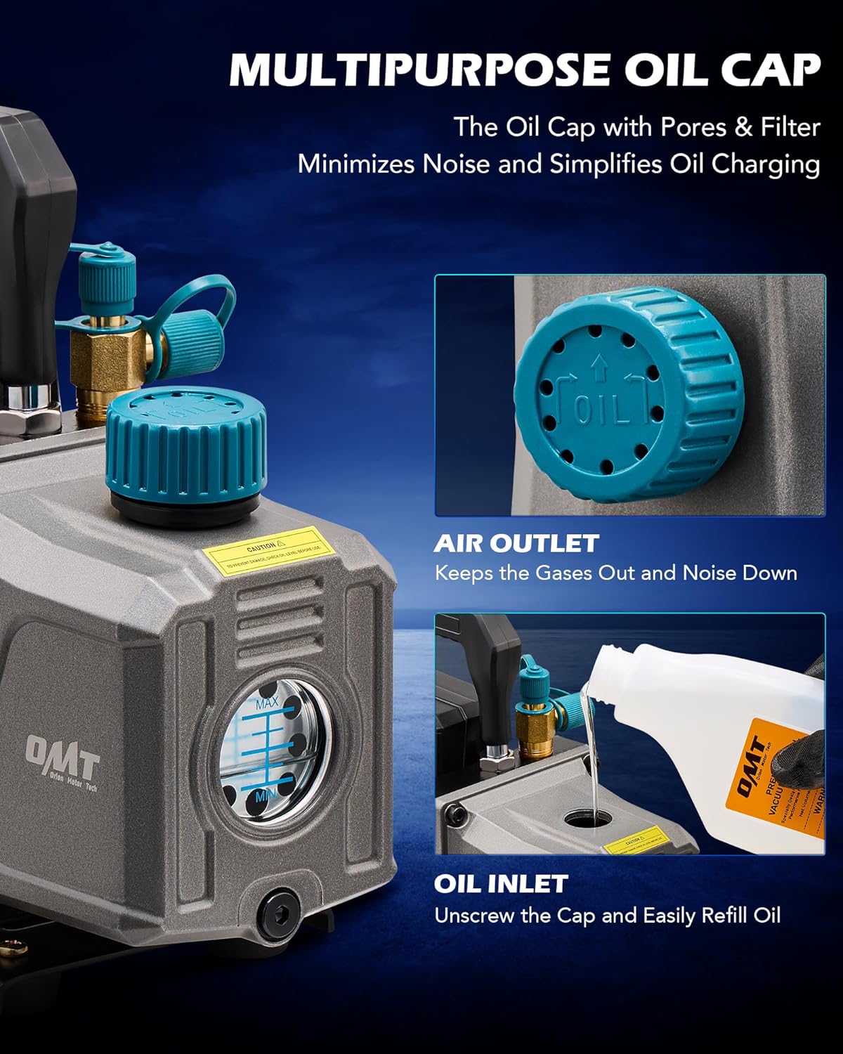 Orion 3.5 CFM Vacuum Pump HVAC AC Refrigerant Oil Degassing Kit 4 Orion 3.5 CFM Vacuum Pump HVAC AC Refrigerant Oil Degassing Kit - Image 4