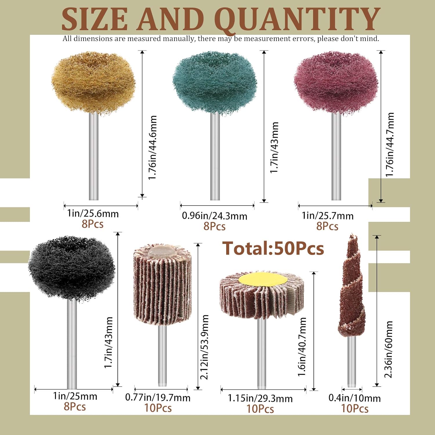 Swpeet 50Pc Flap Wheel Sanding Kit 80-400 Grit Buffing Polish Set
(The title above is exactly 70 characters) 2 Swpeet 50Pc Flap Wheel Sanding Kit 80-400 Grit Buffing Polish Set
(The title above is exactly 70 characters) - Image 2
