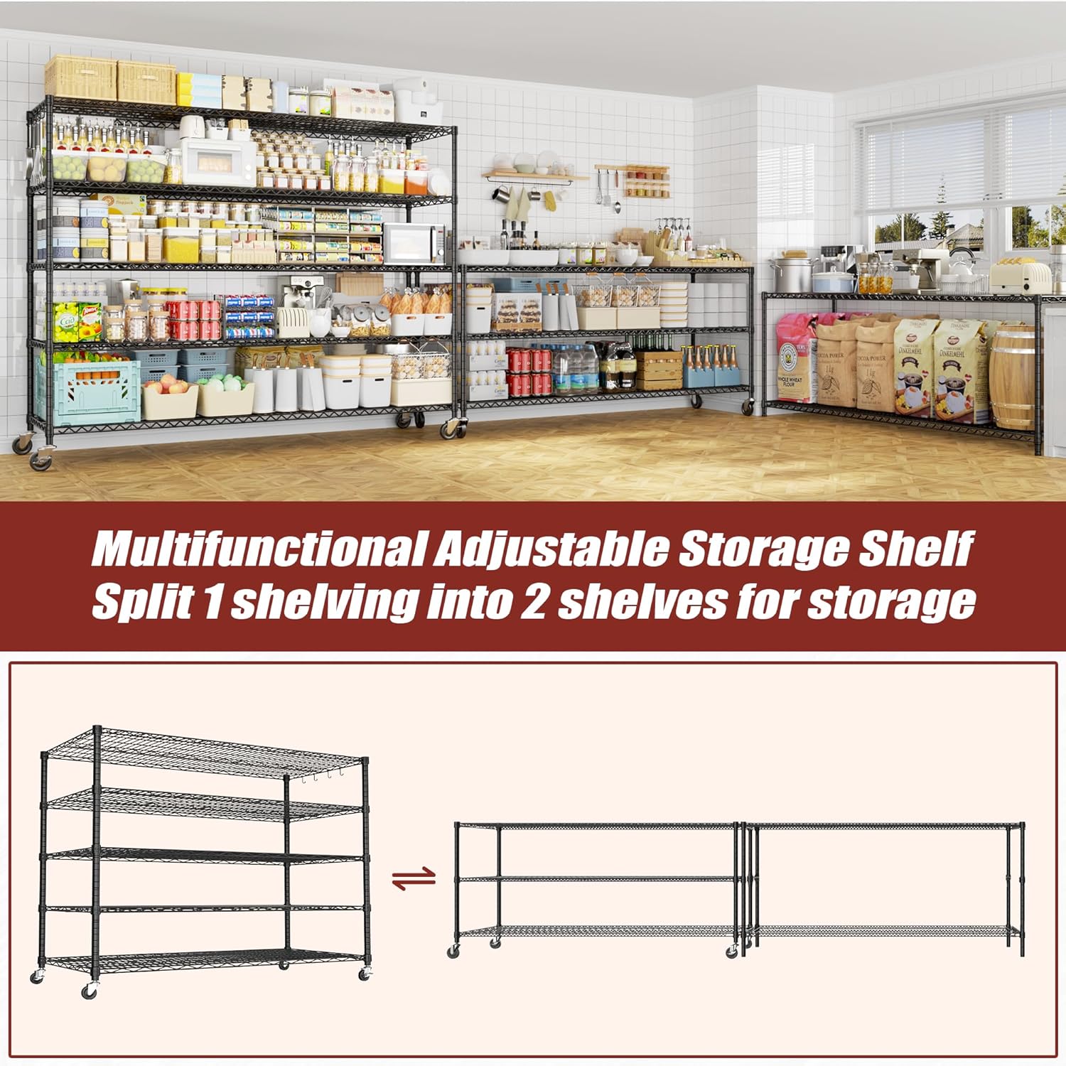 PrimeZone 5-Tier Heavy Duty Wire Shelving 3000lbs NSF Certified 4 PrimeZone 5-Tier Heavy Duty Wire Shelving 3000lbs NSF Certified - Image 4