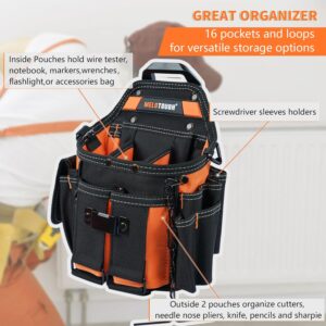 MELOTOUGH 15 Pocket Electrician Tool Pouch with Shoulder Strap