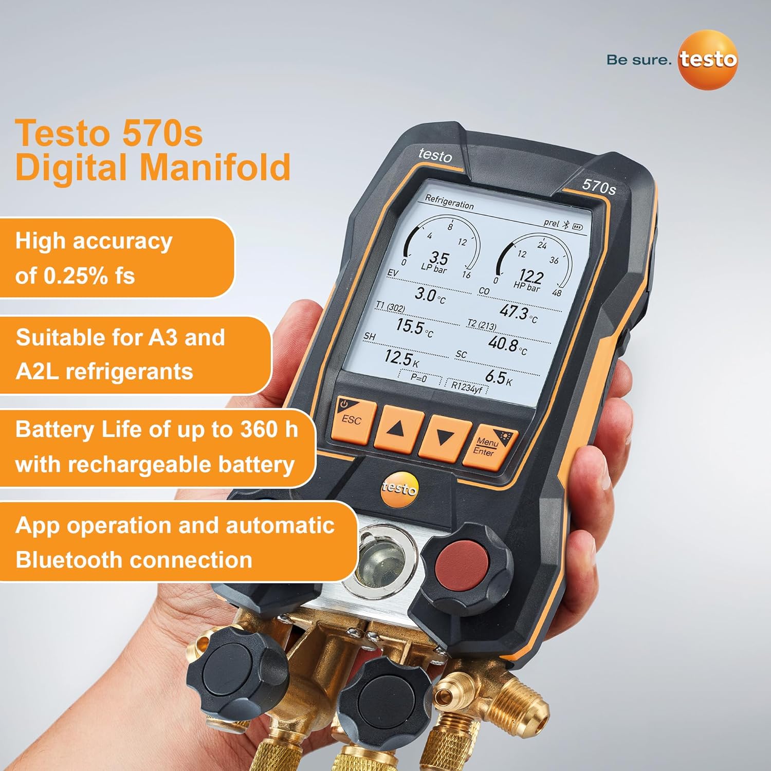 Testo 570s HVAC Manifold Gauge Set with Bluetooth & USB-C App 2 Testo 570s HVAC Manifold Gauge Set with Bluetooth & USB-C App - Image 2