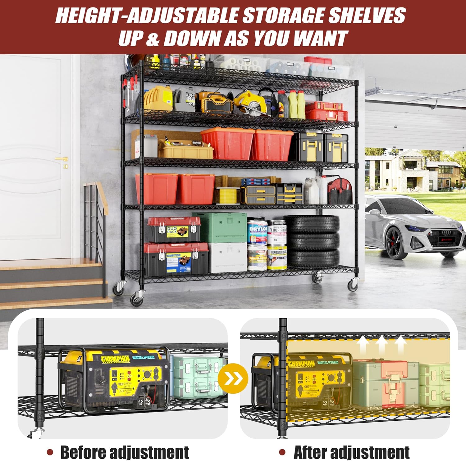 PrimeZone 5-Tier Heavy Duty Wire Shelving 3000lbs NSF Certified 8 PrimeZone 5-Tier Heavy Duty Wire Shelving 3000lbs NSF Certified - Image 8