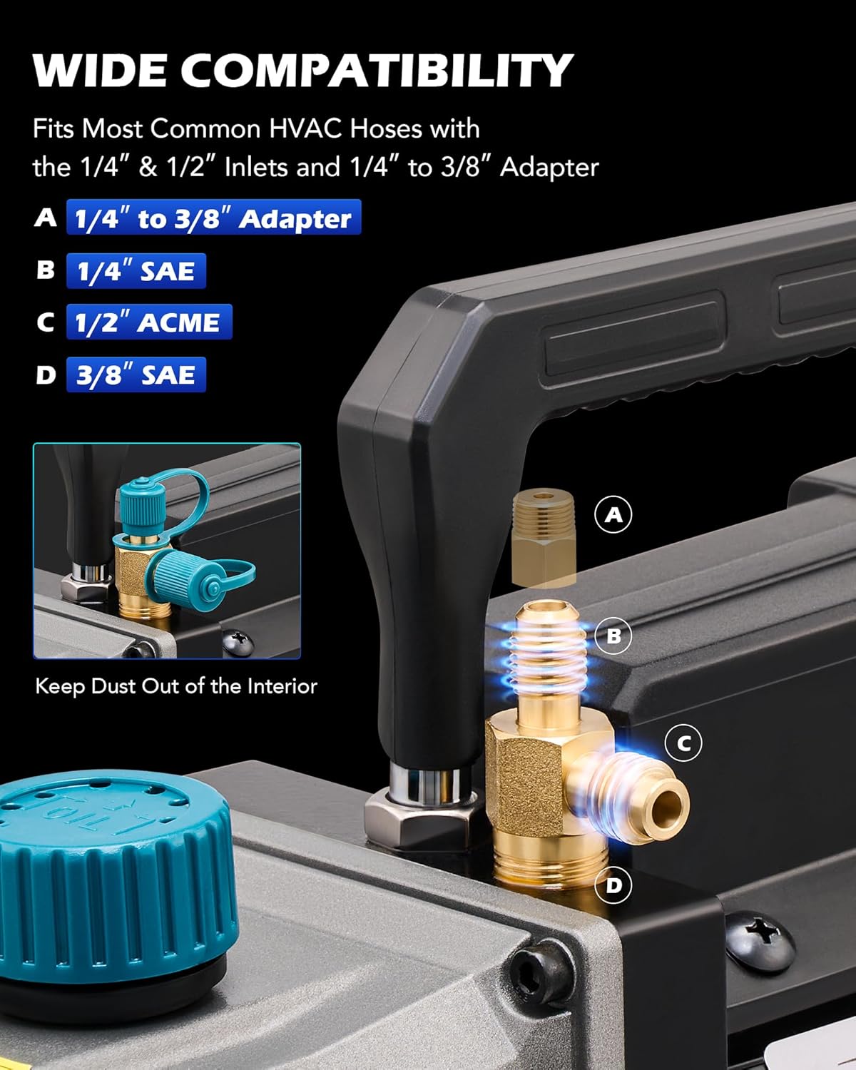 Orion 3.5 CFM Vacuum Pump HVAC AC Refrigerant Oil Degassing Kit 7 Orion 3.5 CFM Vacuum Pump HVAC AC Refrigerant Oil Degassing Kit - Image 7