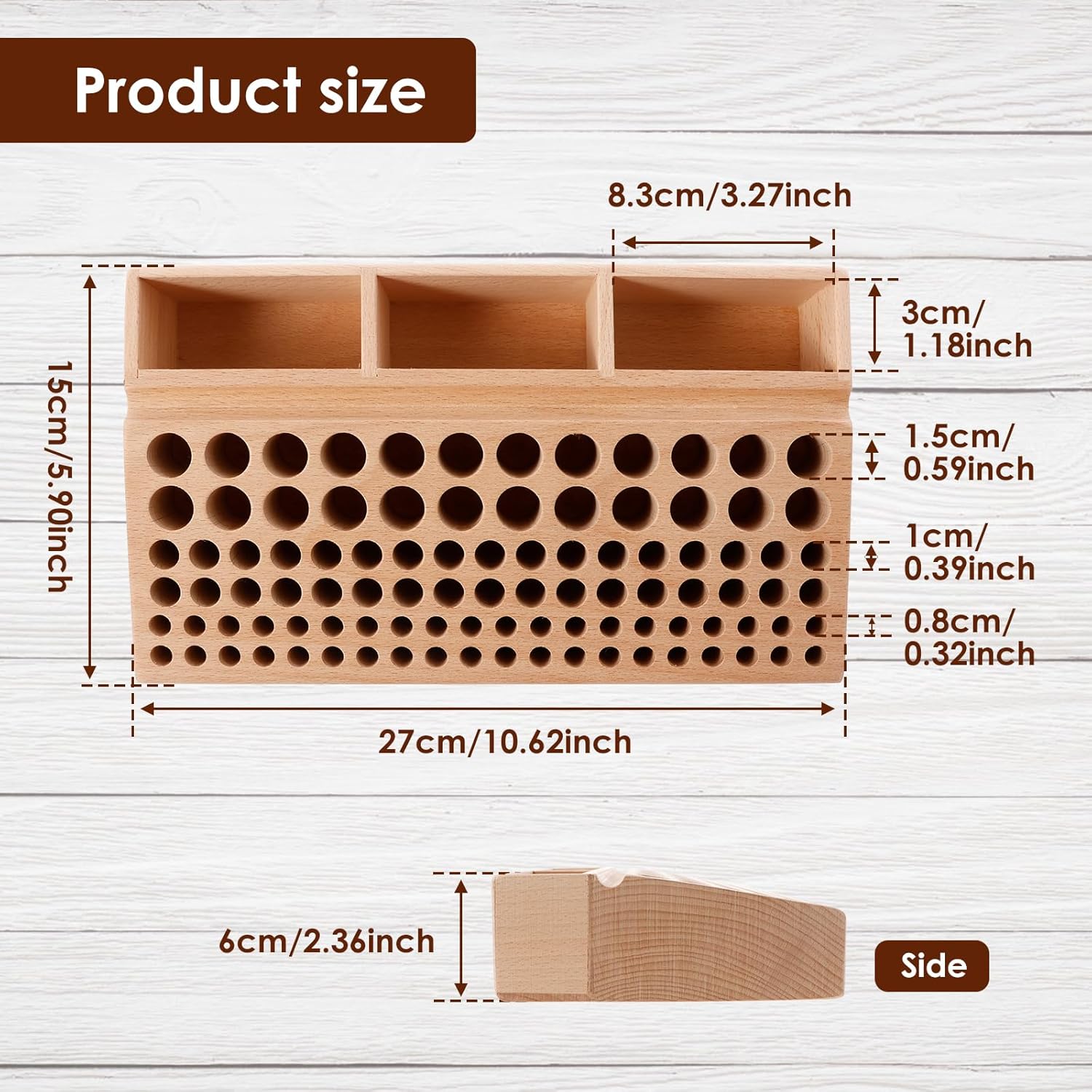 Leather Craft Tool Holder 98 Holes Organizer Stand with 3 Slots 5 Leather Craft Tool Holder 98 Holes Organizer Stand with 3 Slots - Image 5