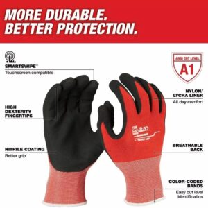 Milwaukee 48-22-8904B Cut Level 1 Dipped Work Gloves XXL 12-Pack