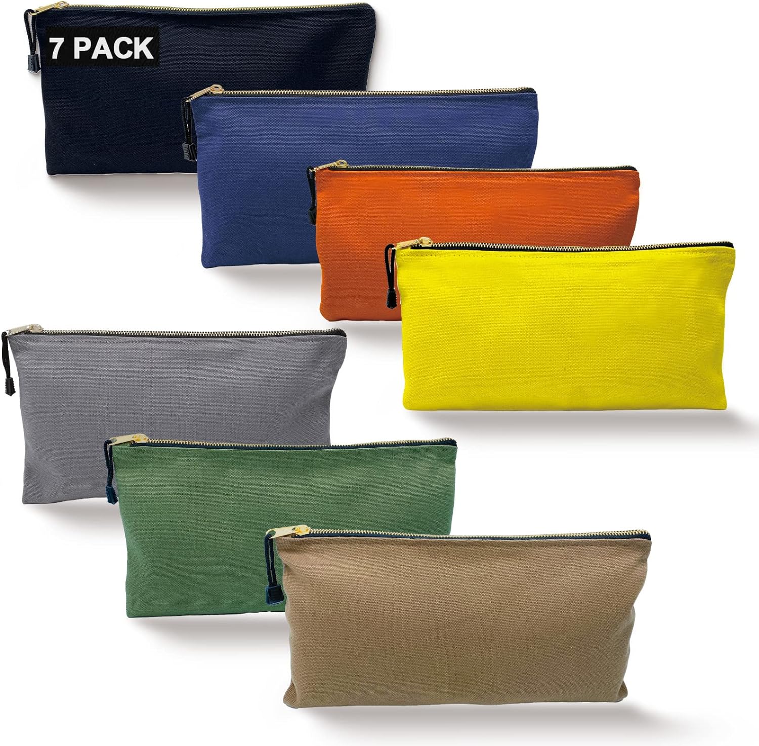 Heavy Duty Canvas Tool Bag 7 Pack Organizer Pouches 12.5x7 Zipper 1 Heavy Duty Canvas Tool Bag Organizer – 7 Pack Zipper Utility Pouches in Assorted Colors (12.5″ x 7″) – Multipurpose Storage for Tools, Craft Supplies, Electronics, Travel, Home & Workshop