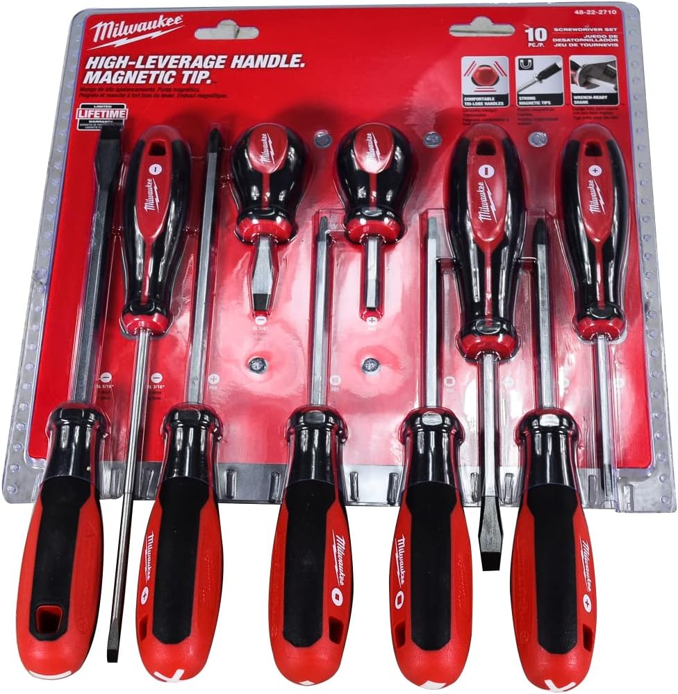 Milwaukee 10-Piece Screwdriver Set with Magnetic Tips 48-22-2710 1 Milwaukee 48-22-2710 10 Piece Screwdriver Set