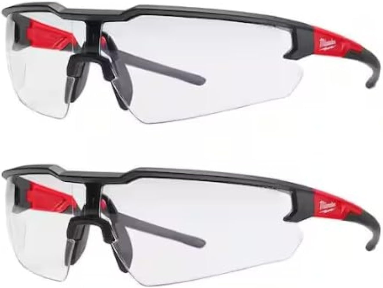 Milwaukee Anti-Fog Clear Safety Glasses Black Red 2-Pack Case 1 Milwaukee Anti-Fog Safety Glasses Clear Lens Black/Red Frame 2 pc. - Case of 2