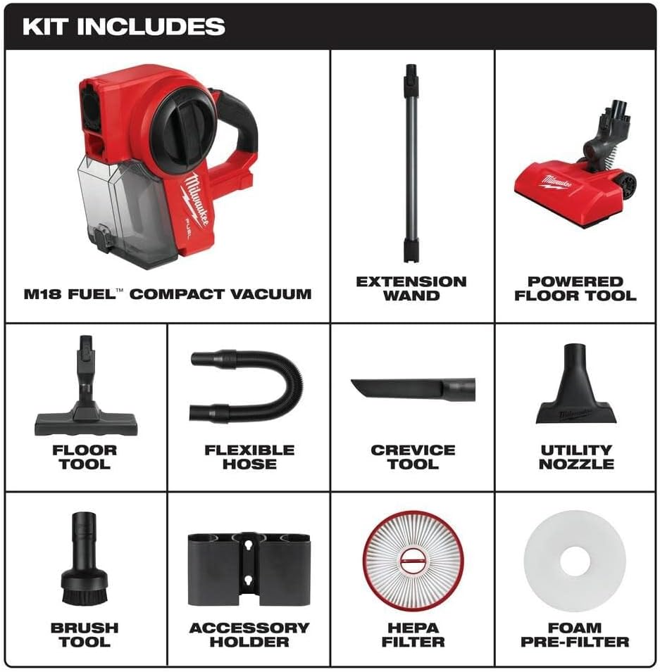 Milwaukee M18 FUEL Compact Vacuum Cordless Wet Dry Tool Only 1 Milwaukee M18 Fuel Compact Vacuum (Tool Only)