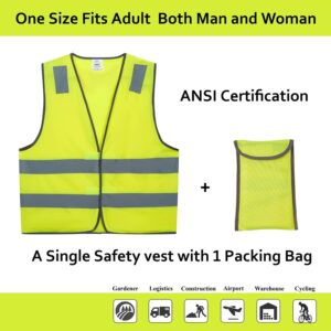 Safety Vests 10 Pack High Visibility ANSI Class 2 Yellow Reflective