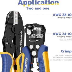 Professional Wire Stripper Crimper Tool AWG 10-24 Automatic Ratchet