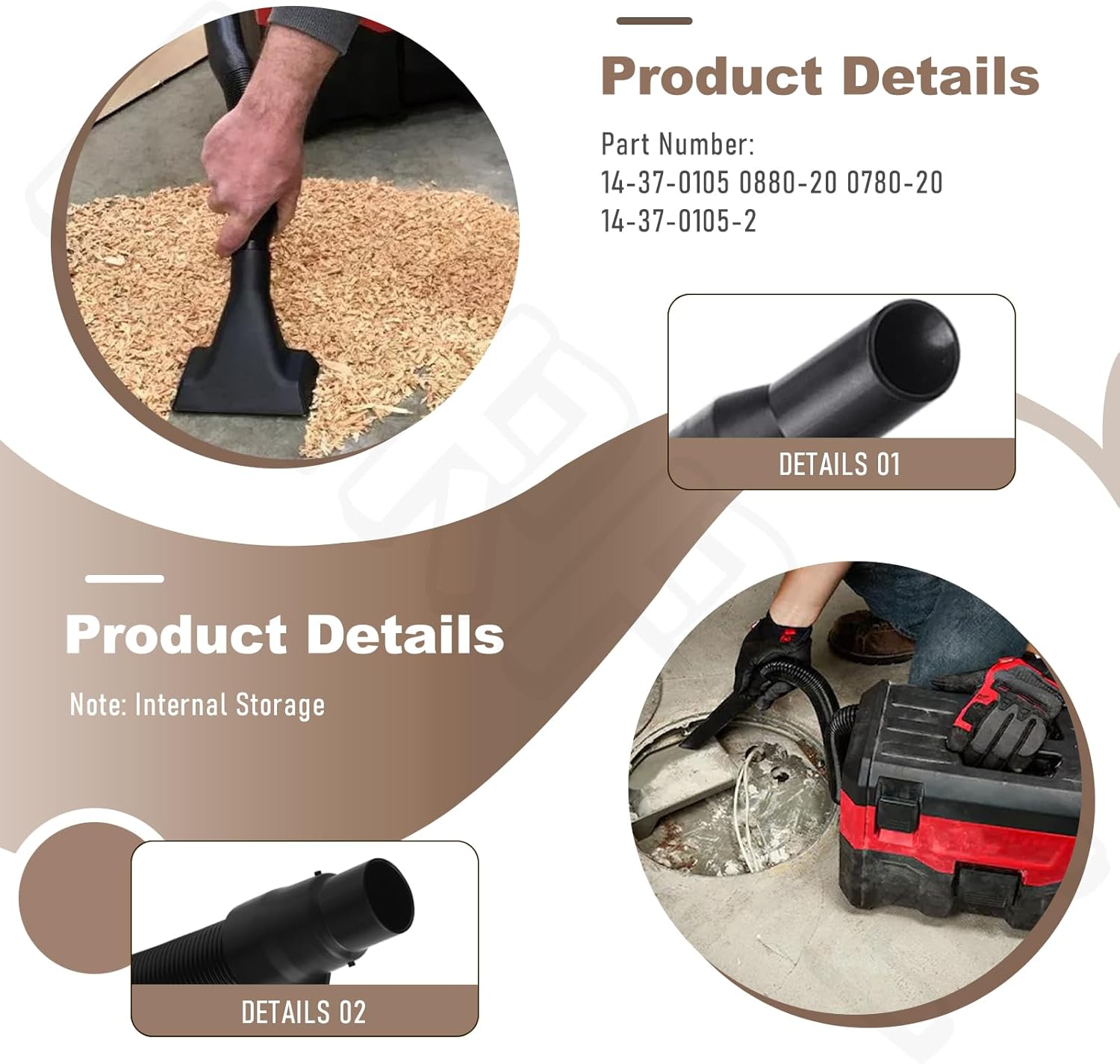 Vacuum Hose for Milwaukee Packout 18V 28V Wet Dry 0780-20 0970-20 3 Vacuum Hose for Milwaukee Packout 18V 28V Wet Dry 0780-20 0970-20 - Image 3