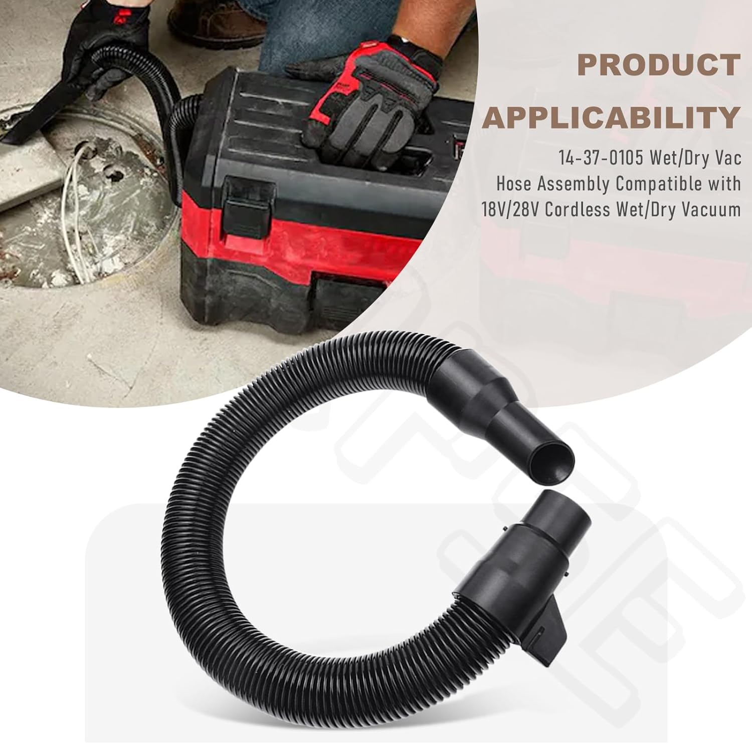 Vacuum Hose for Milwaukee Packout 18V 28V Wet Dry 0780-20 0970-20 6 Vacuum Hose for Milwaukee Packout 18V 28V Wet Dry 0780-20 0970-20 - Image 6