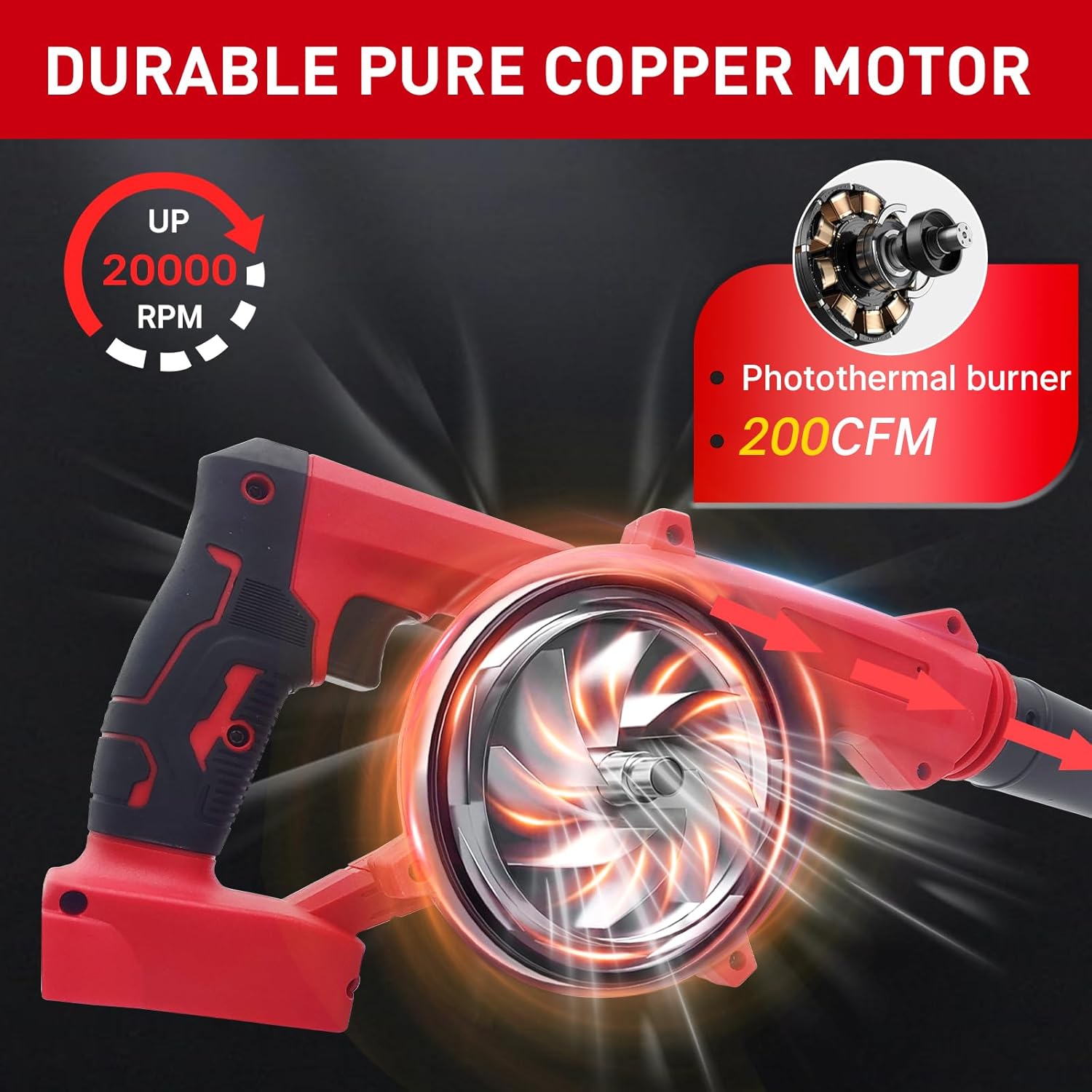 Cordless Leaf Blower for Milwaukee 18V 200CFM 150MPH Tool Only 5 Cordless Leaf Blower for Milwaukee 18V 200CFM 150MPH Tool Only - Image 5