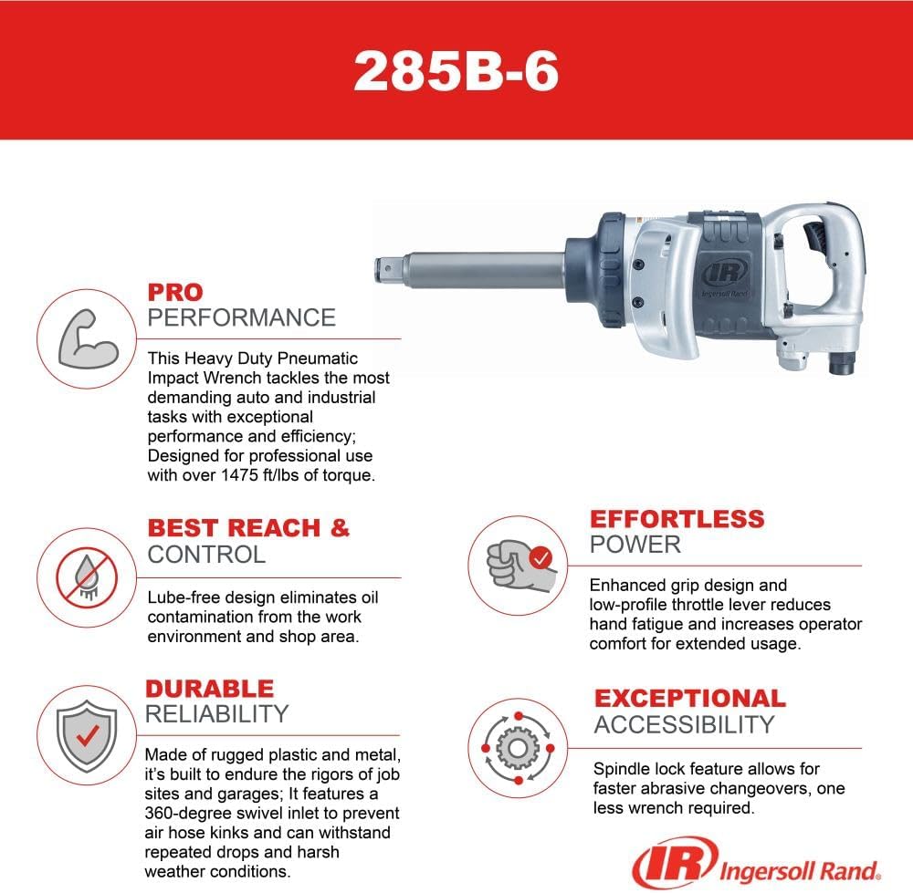 Ingersoll Rand 1-Inch Cordless Impact Wrench 6-Inch Anvil 285B-6 14 Ingersoll Rand 1-Inch Cordless Impact Wrench 6-Inch Anvil 285B-6 - Image 14