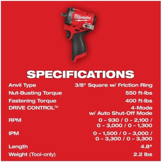 Milwaukee M12 FUEL Stubby 3/8" Impact Wrench Kit with Cart 4 Milwaukee M12 FUEL Stubby 3/8" Impact Wrench Kit with Cart - Image 4