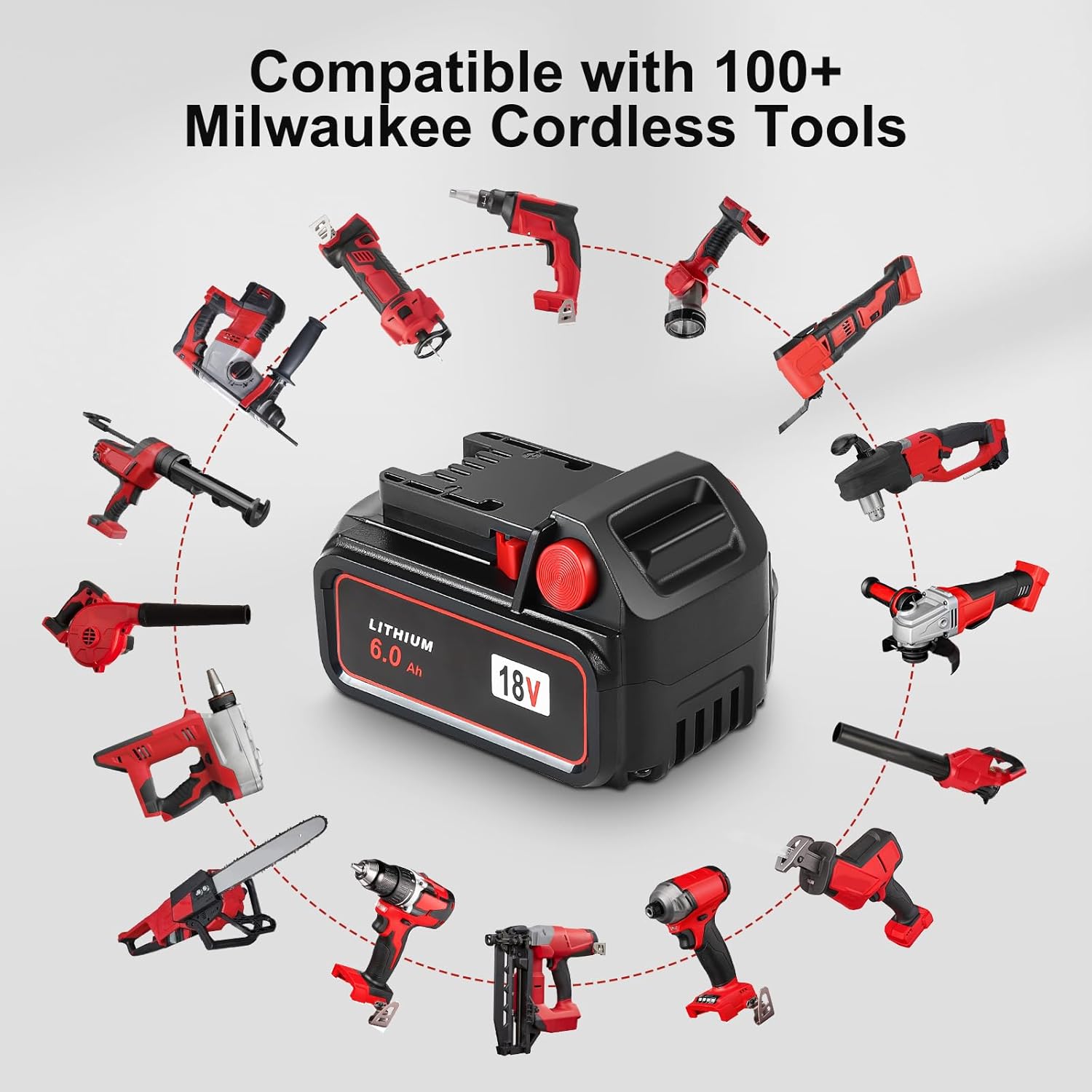 6000mAh Milwaukee M18 18V Battery 4Pack Replacement Compatible 6 6000mAh Milwaukee M18 18V Battery 4Pack Replacement Compatible - Image 6