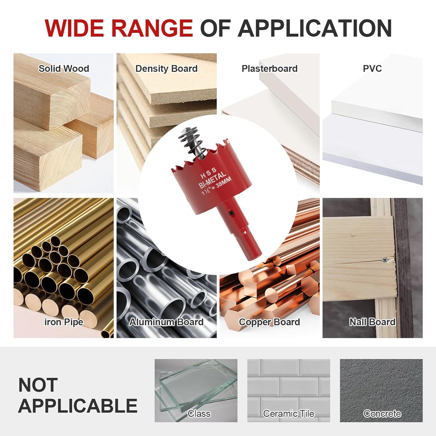 1.5" M42 Bi-Metal Hole Saw Kit with Pilot Bit for Wood Metal PVC 6 1.5" M42 Bi-Metal Hole Saw Kit with Pilot Bit for Wood Metal PVC - Image 6