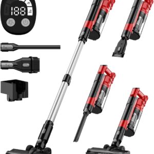 350W Cordless Vacuum Cleaner for Milwaukee Battery, 35kPa Brushless Lightweight Stick Vacuum with 3 Mode Suction, 6 in 1 Stick Vacuum Cleaner with HEPA for Floor, Carpet, Car (Battery Not Included)