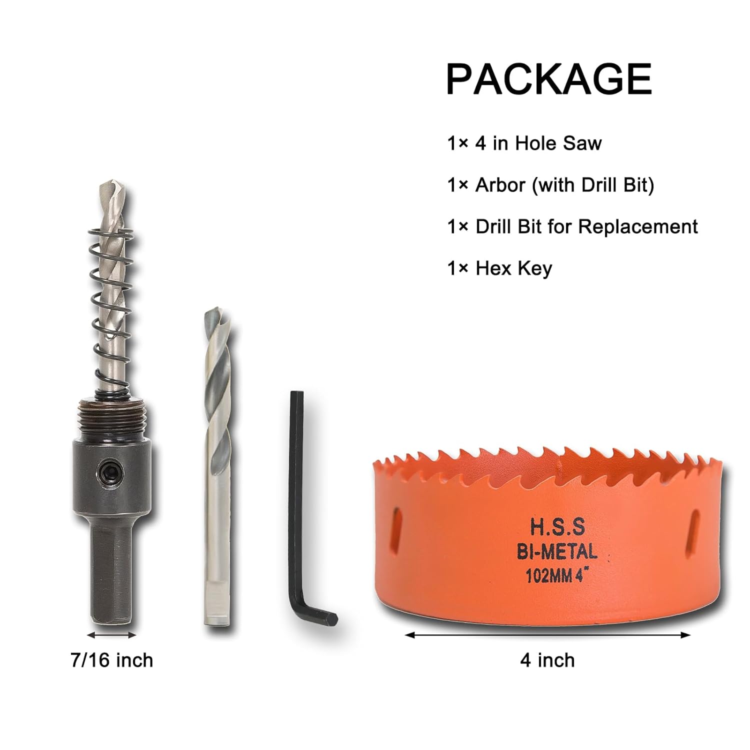4 inch Bi-Metal Hole Saw Kit with Arbor for Wood Metal Plastic 2 4 inch Bi-Metal Hole Saw Kit with Arbor for Wood Metal Plastic - Image 2