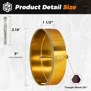 5″ Diamond Hole Saw for Tile – Serrated Bit with Pilot Bits