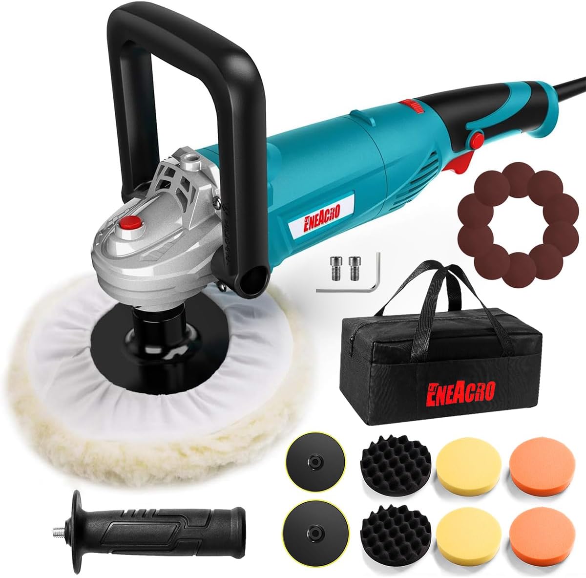 ENEACRO 1600W Car Polisher 7" Buffer Waxer Variable Speed Kit 1 sander tool for car
