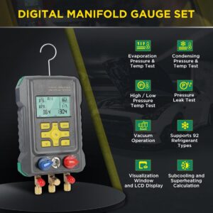 CMTOOL Digital HVAC Manifold Gauge Set 92 Refrigerants R410A R134A R22
