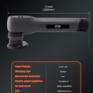 SPTA 12V Mini Cordless Car Polisher with Pads for Detail Cleaning