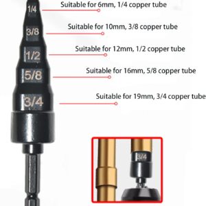 HVAC 5-in-1 Copper Pipe Swaging Tool Kit 1/4-3/4 Drill Bit Set