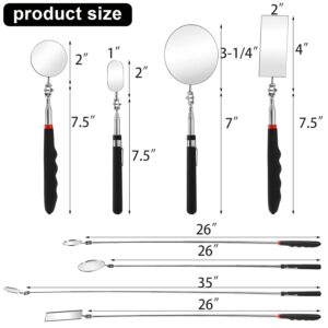 4Pack Telescoping Inspection Mirror 25in Flexible 360 Swivel Tool