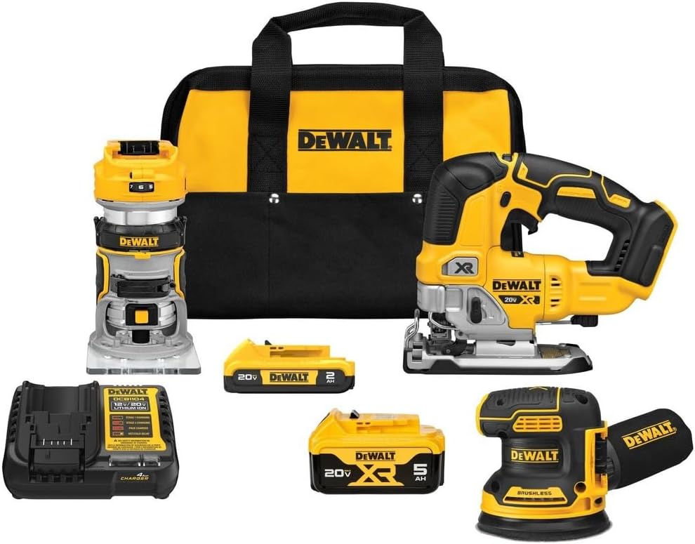 DEWALT 20V MAX Brushless 3-Tool Combo Kit with Router, Sander and Jigsaw 1 sander tool kit