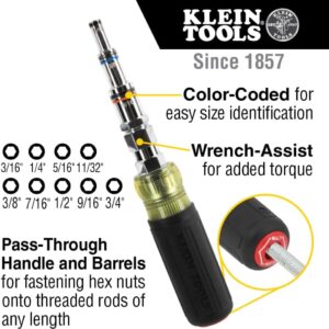 Klein Tools 9-in-1 Multi-Nut Driver SAE 3/16-3/4″ Cushion Grip