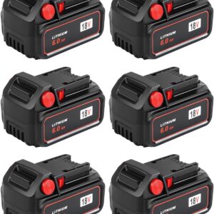 6Pack 6.0Ah 18V Lithium-ion Replacement for Milwaukee M-18 Battery for M18 Batteries 6.0Ah 48-11-1862 Compaitble with Milwaukee 18V Tools and Charger