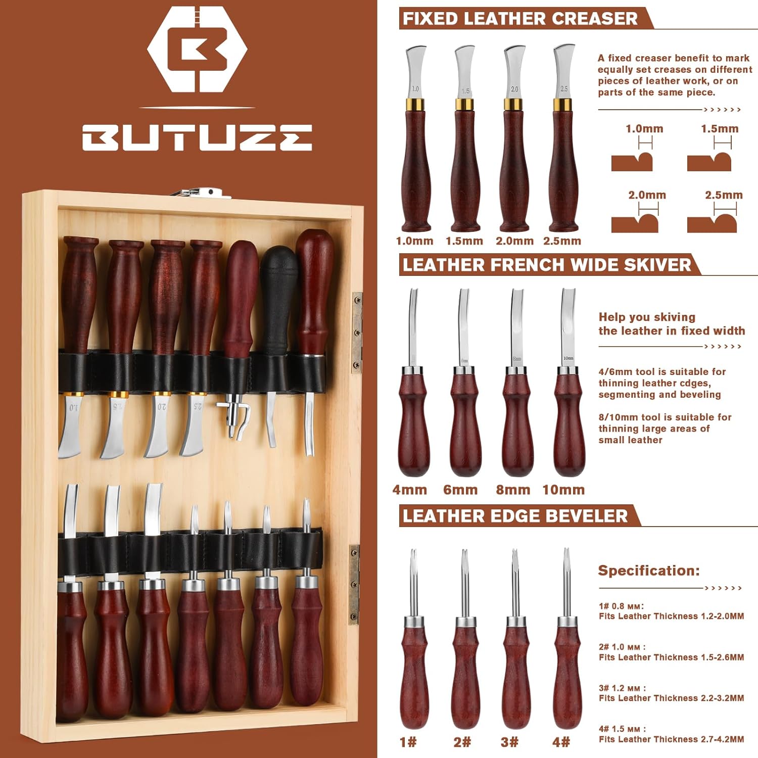 BUTUZE Professional Leather Working Kit - Complete Tooling Set 3 BUTUZE Professional Leather Working Kit - Complete Tooling Set - Image 3